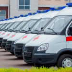 ambulâncias da russia paradas estacionadas